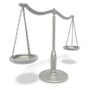 Justive Scale Perspective PowerPoint clipart graphic preview.