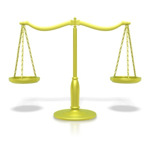 Justice Scale Gold PowerPoint clipart graphic preview.