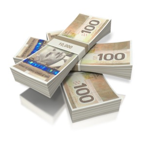 Canadian Money Three Bundles PowerPoint clipart graphic preview.