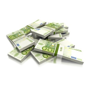 Euro One Hundred Note Pile PowerPoint clipart graphic preview.