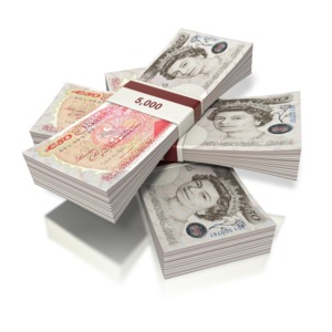 British Pounds Money Three Bundles PowerPoint clipart graphic preview.