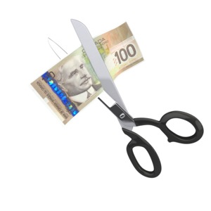 Scissors Clipping Canadian Dollar PowerPoint clipart graphic preview.