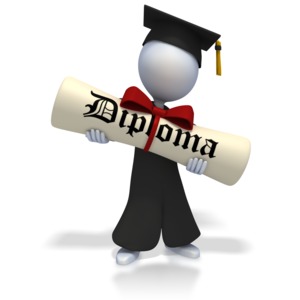 Graduate With Huge Diploma PowerPoint clipart graphic preview.