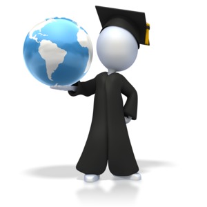 Graduation World PowerPoint clipart graphic preview.