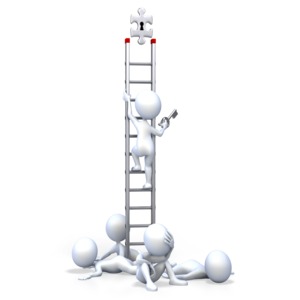 Stick Figure Top Leader On Ladder PowerPoint clipart graphic preview.