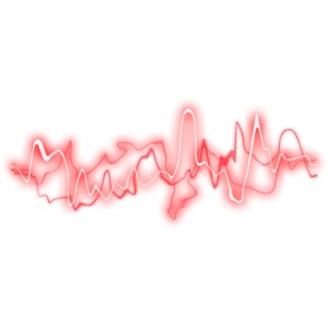 Red Glowing Sound Waves PowerPoint clipart graphic preview.