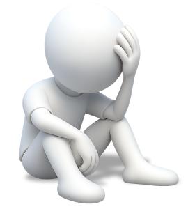 Stick Figure Sitting Confused PowerPoint clipart graphic preview.