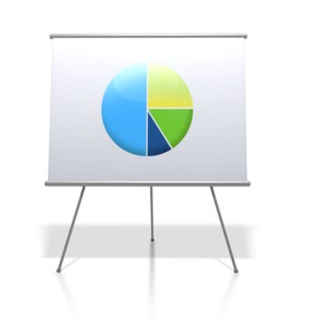 Financial Pie Chart Board PowerPoint clipart graphic preview.