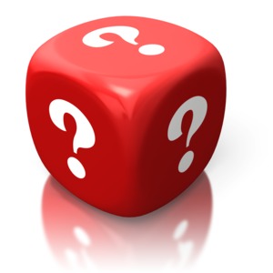 Question Marks On Red Die PowerPoint clipart graphic preview.