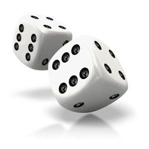 Pair Of White Dice Rolled PowerPoint clipart graphic preview.