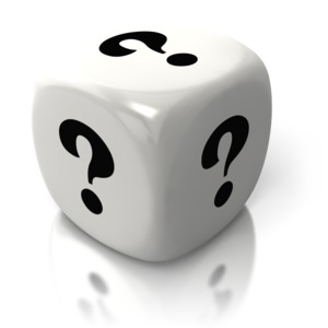 Question One White Dice PowerPoint clipart graphic preview.