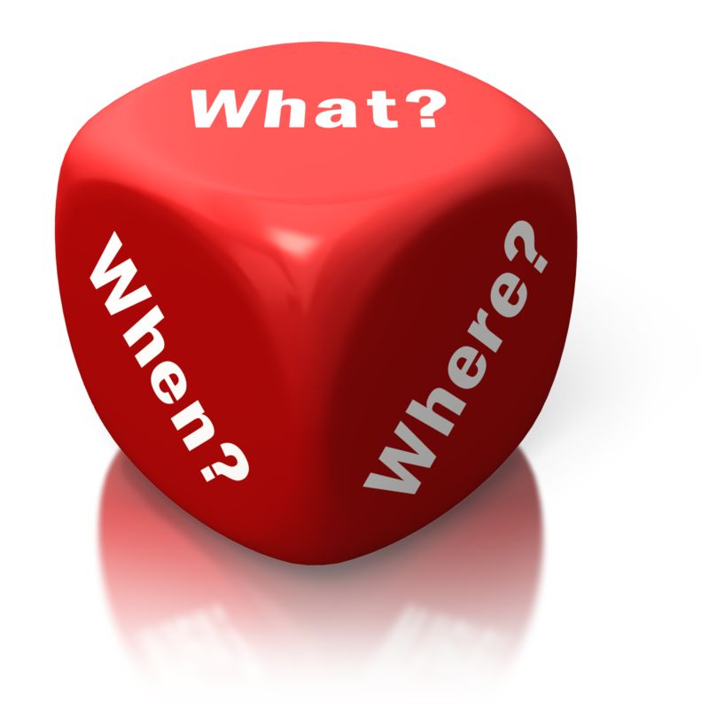 High-resolution clipart illustration of What When Where Red Dice, designed for digital transformation strategies, enterprise software training, and advanced information technology frameworks.