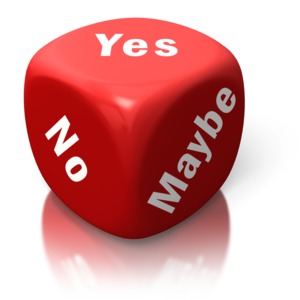 Yes No Maybe Red Dice PowerPoint clipart graphic preview.
