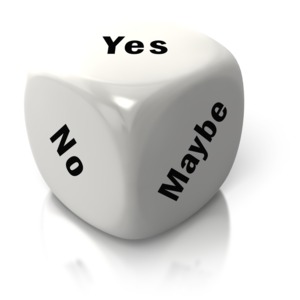 Yes No Maybe White Dice PowerPoint clipart graphic preview.