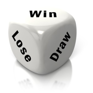 Win Lose Draw White Dice PowerPoint clipart graphic preview.
