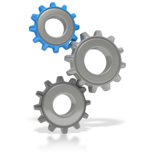 Three Gears Stacked PowerPoint clipart graphic preview.