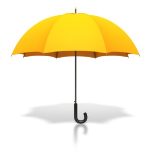 Gold Umbrella Standing Upright PowerPoint clipart graphic preview.