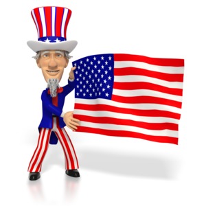Uncle Sam Holding American Flag PowerPoint clipart graphic preview.