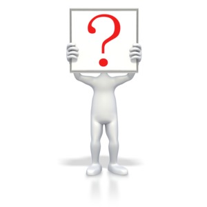Stick Figure Holding Question Sign PowerPoint clipart graphic preview.
