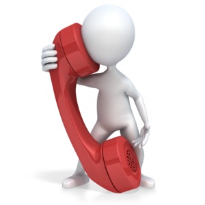 3D Figure Talks on a Giant Phone PowerPoint clipart graphic preview.