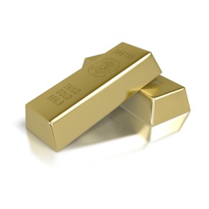 Two Gold Brick Bars PowerPoint clipart graphic preview.
