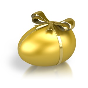 Gold Nest Egg Ribbon PowerPoint clipart graphic preview.