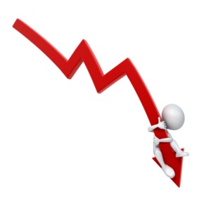 Arrow Down Stick Figure Falling PowerPoint clipart graphic preview.