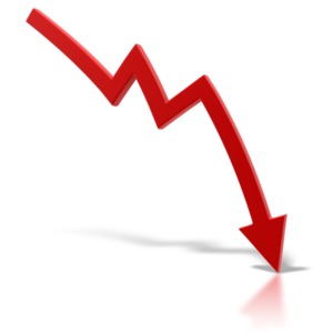 Red Arrow Point Down PowerPoint clipart graphic preview.
