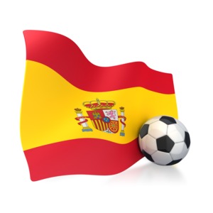Spain Flag With Soccer Ball PowerPoint clipart graphic preview.