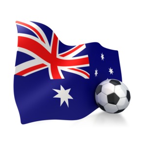Australian Flag With Soccer Ball PowerPoint clipart graphic preview.