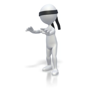 Blindfolded Stickman PowerPoint clipart graphic preview.