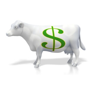 Cash Money Cow PowerPoint clipart graphic preview.