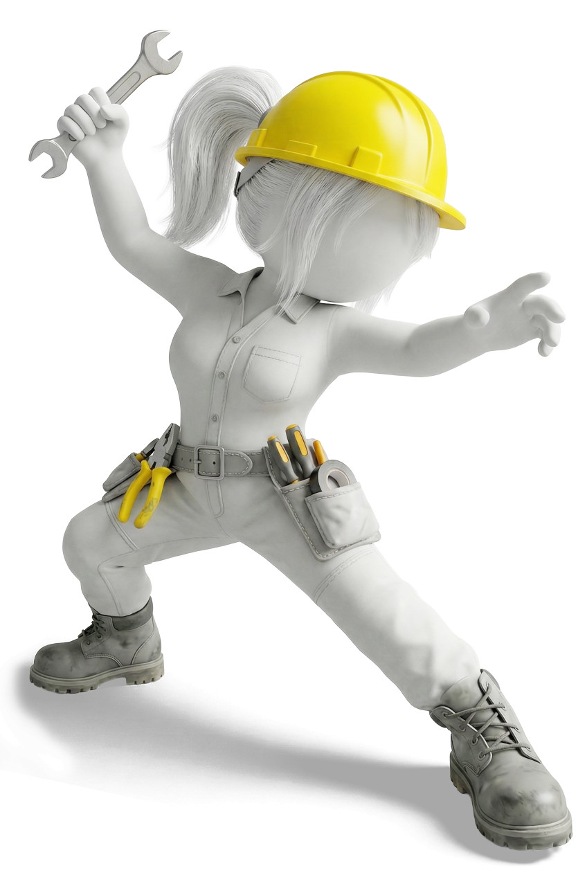 High-resolution clipart illustration of Female Mechanic Ninja, designed for corporate social responsibility initiatives, diversity and inclusion training, and non-profit community advocacy.
