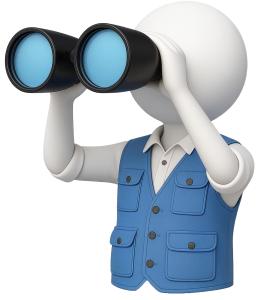 Looking Though Binoculars PowerPoint clipart graphic preview.