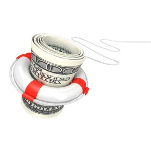 White Life Buoy Save Dollar PowerPoint clipart graphic preview.