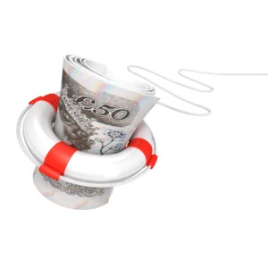White Life Buoy Save British Pound PowerPoint clipart graphic preview.