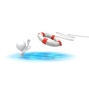 Stick Figure Rescue Buoy PowerPoint clipart graphic preview.