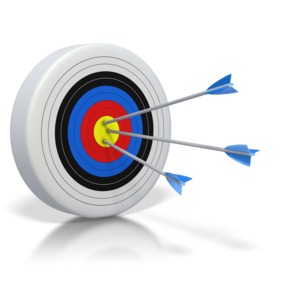 Three Bullseyes PowerPoint clipart graphic preview.