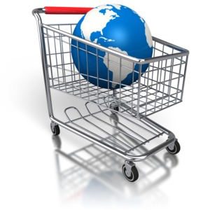 Shopping Cart Global Purchase PowerPoint clipart graphic preview.