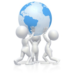 Teamwork Lift Earth PowerPoint clipart graphic preview.