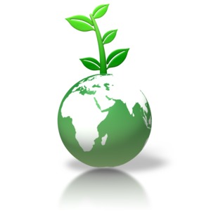 Green Earth Leaves Growing PowerPoint clipart graphic preview.