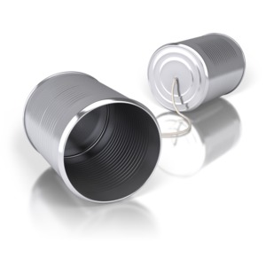 Tin Can Communication PowerPoint clipart graphic preview.