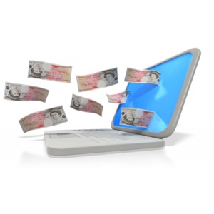 Money Through Laptop Pound PowerPoint clipart graphic preview.
