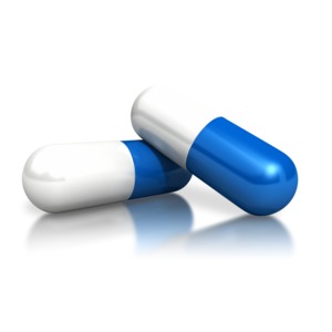 Two Blue White Capsules PowerPoint clipart graphic preview.