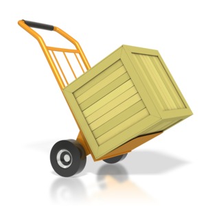 Warehouse Dolly With Crate PowerPoint clipart graphic preview.