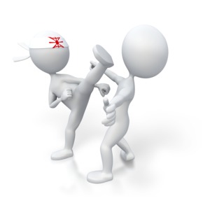 Martial Arts Kick Opponent PowerPoint clipart graphic preview.