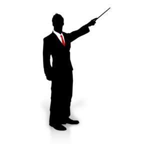 Businessman Silhouette Point PowerPoint clipart graphic preview.