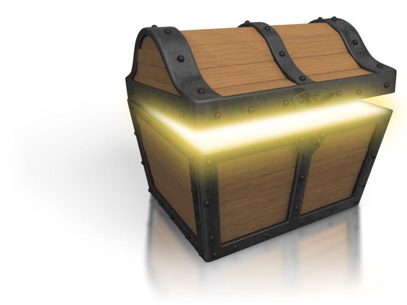 High-resolution clipart illustration of Treasure Chest Open Glow, designed for corporate facility safety compliance, residential property access control, and physical security asset management.