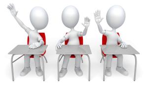 Students Hands Up PowerPoint clipart graphic preview.