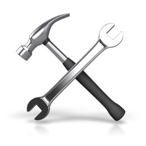 Metal Wrench Hammer PowerPoint clipart graphic preview.